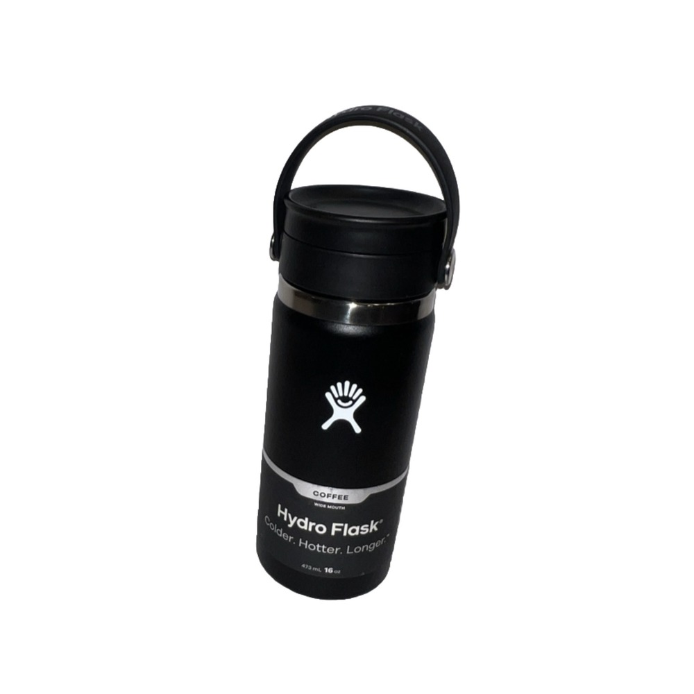 Hydro Flask Black Coffee Cup Wide Mouth With Flex Sip Lid‎ - 16 Oz